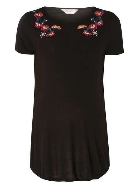 **Maternity Black Floral Embroidered top